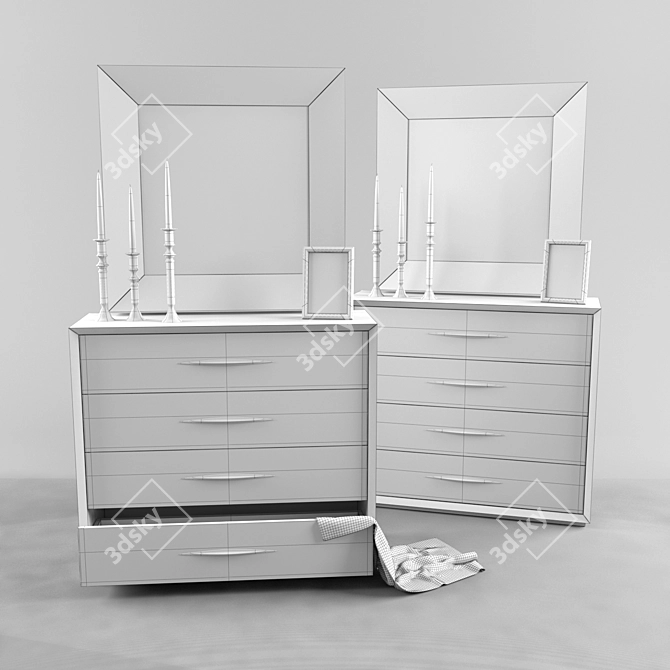 Carmen White & Brown: Stylish Dresser 3D model image 3