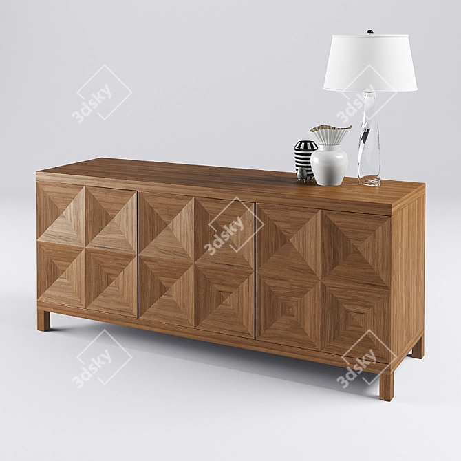 Noir 3-Door Quadrant Sideboard: Sleek and Spacious 3D model image 1