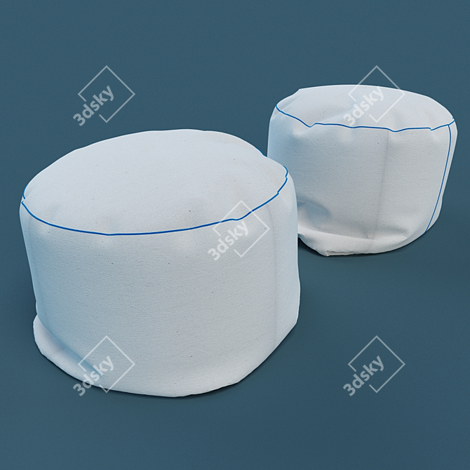 Cozy Canvas Pouf with Colorful Border 3D model image 1