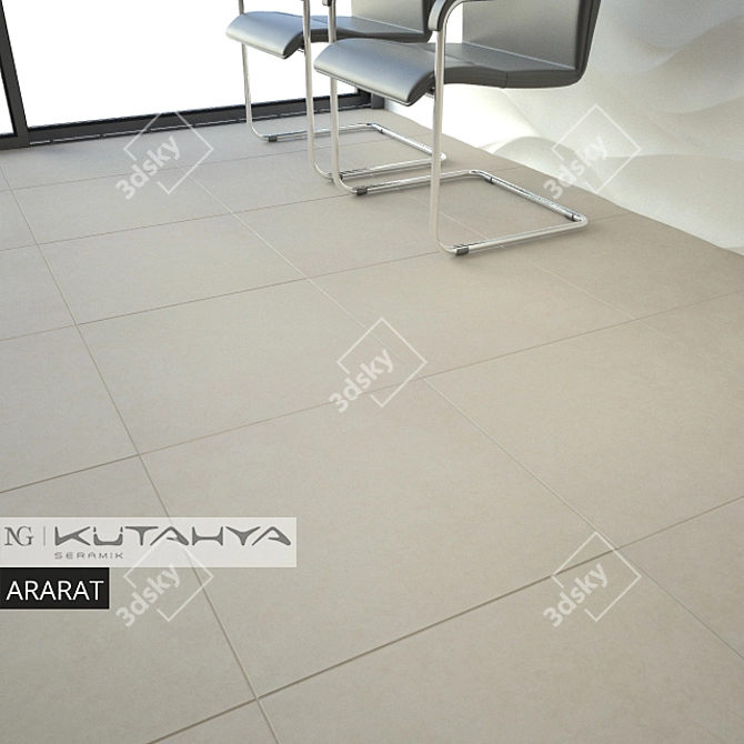 Kutahya Fossil Collection: Ararat Cream Antislip Tiles 3D model image 2