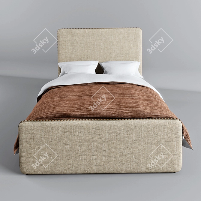 Stylish Nail-trimmed Bed 3D model image 1