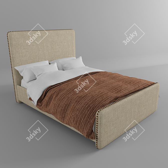 Stylish Nail-trimmed Bed 3D model image 2