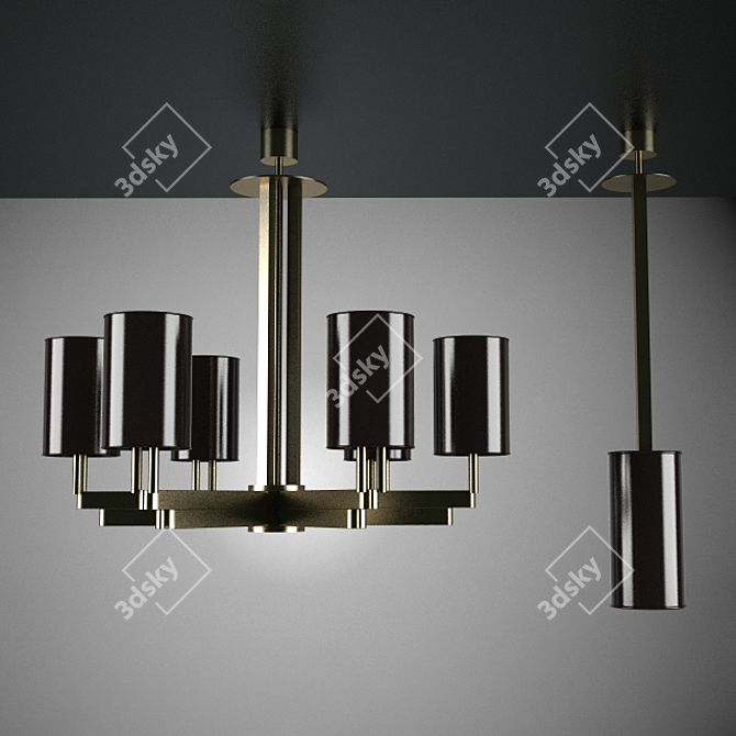 Elegant Duo Ceiling Lamps 3D model image 1