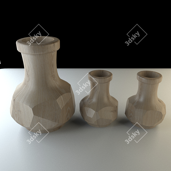 Natural Wood Vase 3D model image 1