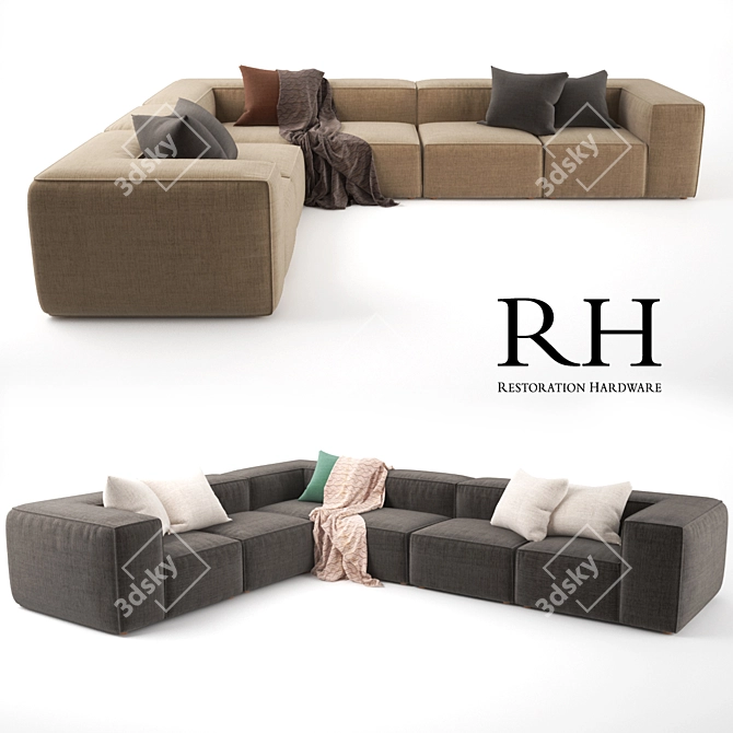 RH Fulham Custom Sectional - Realistic Model 3D model image 1