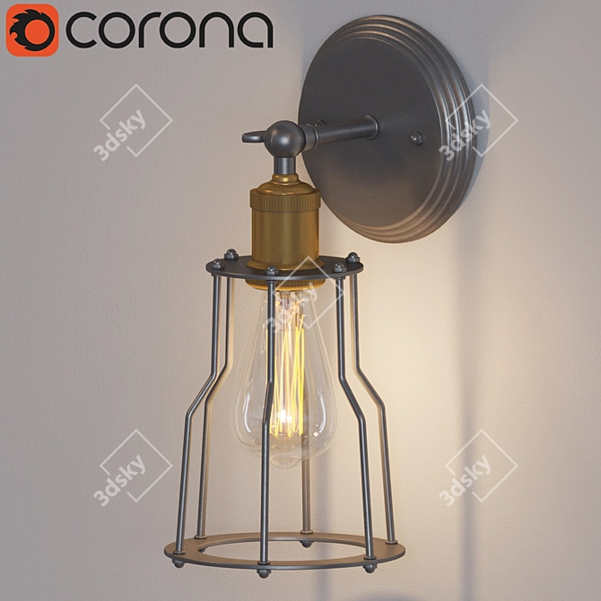 Vintage Lantern Wall Sconce: 30cm Height, 27cm Width, 15cm Length 3D model image 1