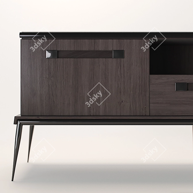 Modern Caviar Veneer TV Console 3D model image 2