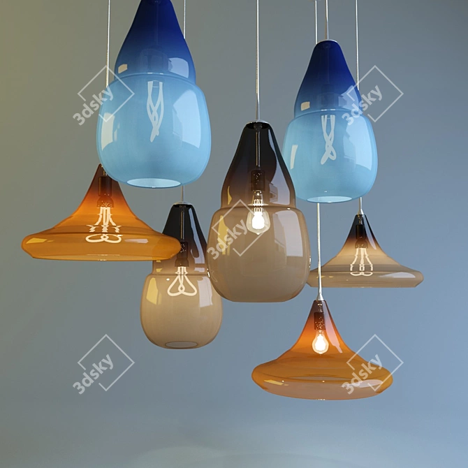 Caspian Grande Pendant: Elegant Illumination Set 3D model image 1