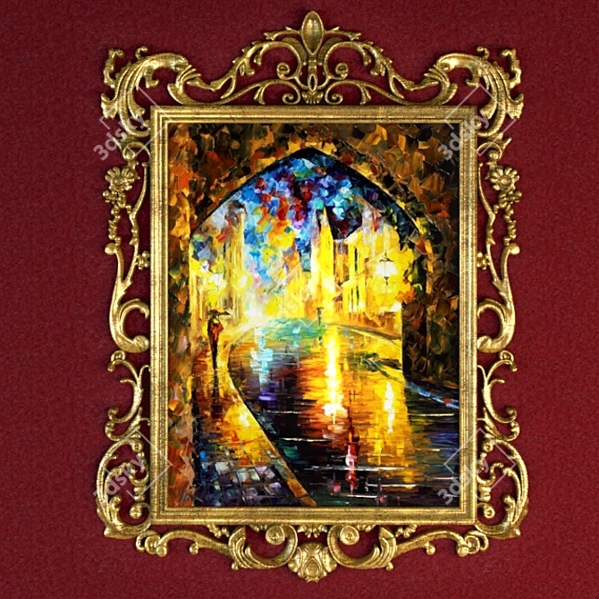 Elegant Gold Frame 3D model image 1