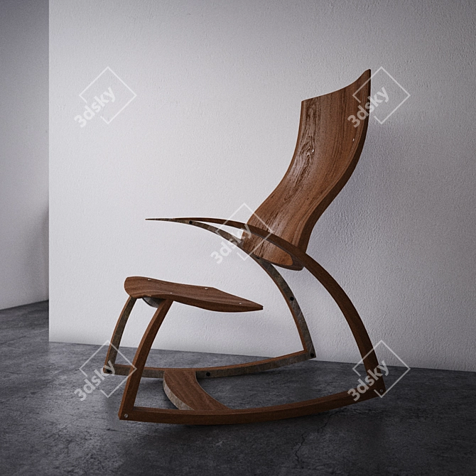 Rustic Wooden Chair 3D model image 1