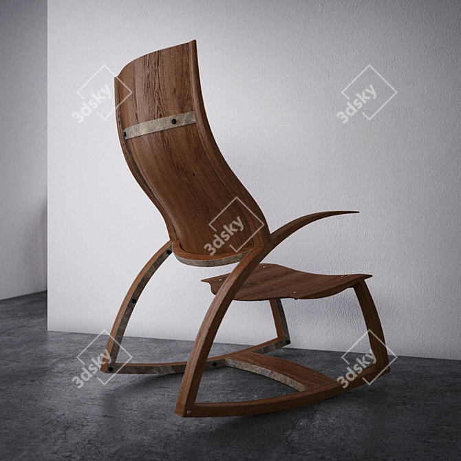 Rustic Wooden Chair 3D model image 2