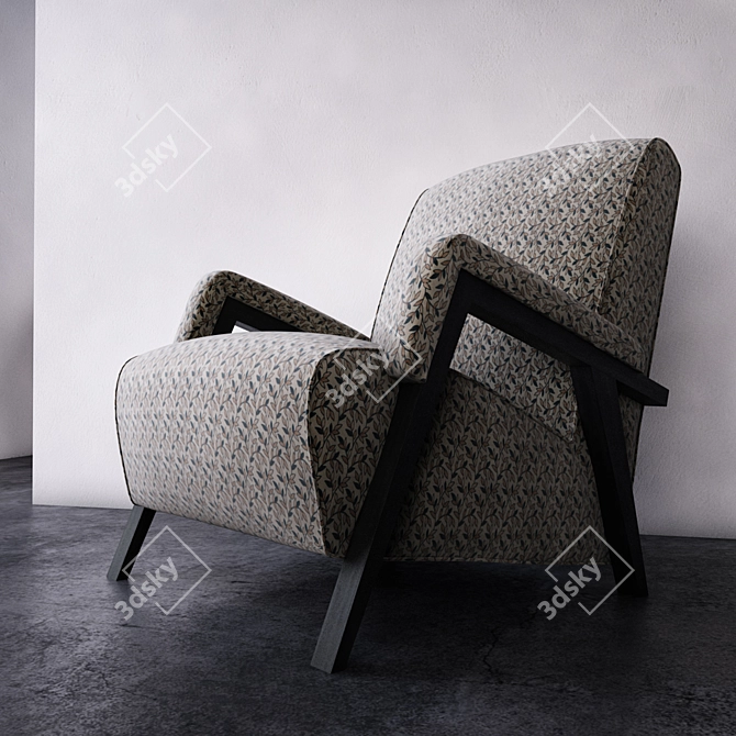 Elegant Floral Armchair 3D model image 1