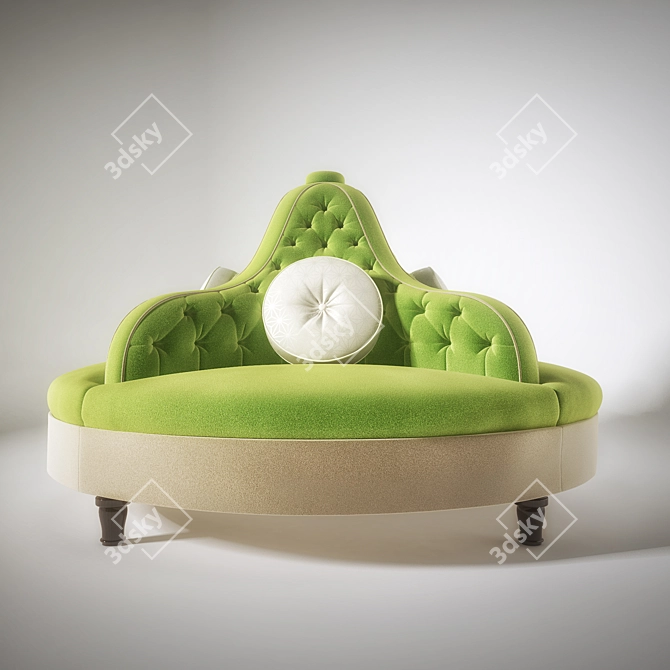 Elegant Round Lobby Sofa 3D model image 2