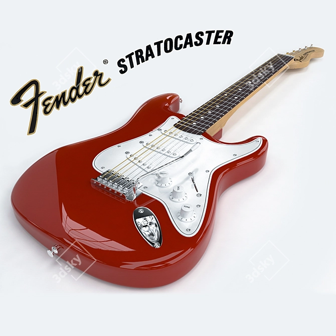 Title: Stratocaster Guitar: Textured Elegance 3D model image 1