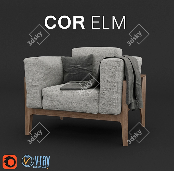 COR Elm Armchair: Sleek Design, Superior Comfort 3D model image 1