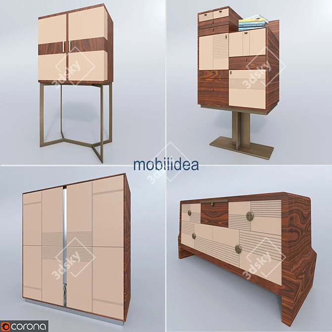 Elegant Italian Furniture Set by Mobilidea 3D model image 2