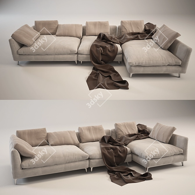 Modern Cloth Sofa: Comfort & Style 3D model image 1