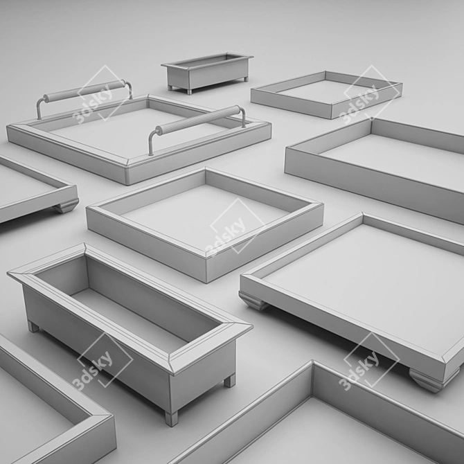 Square Luxury Trays: Exquisite Designs 3D model image 2