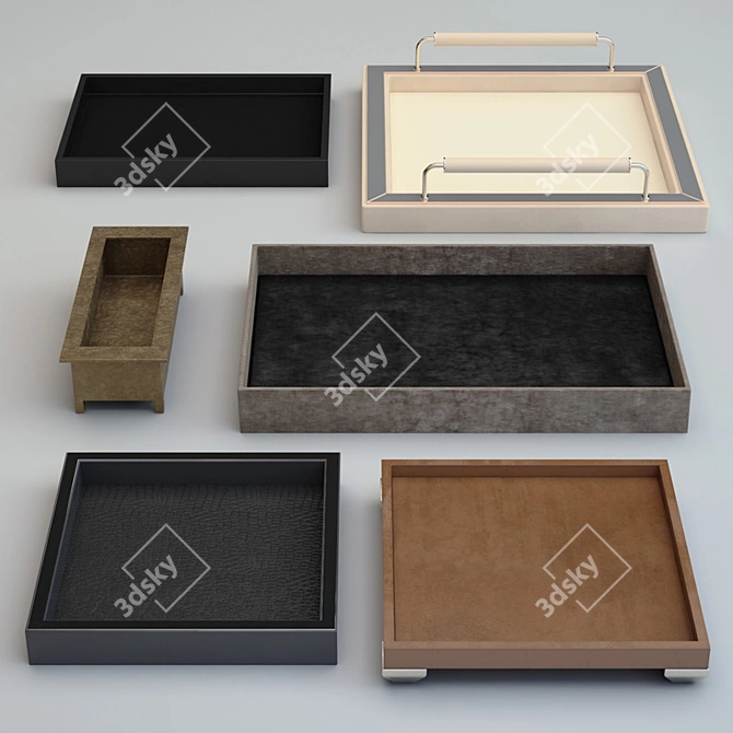 Square Luxury Trays: Exquisite Designs 3D model image 3