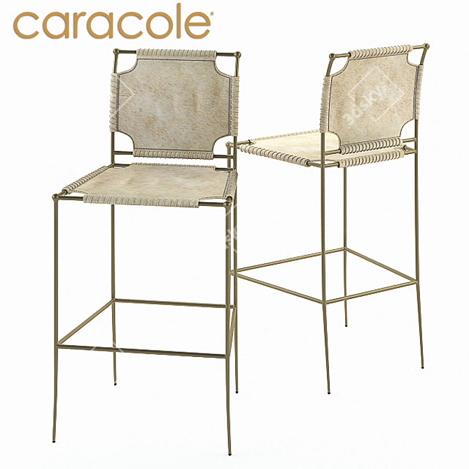 Sleek Stitched Barstool 3D model image 1