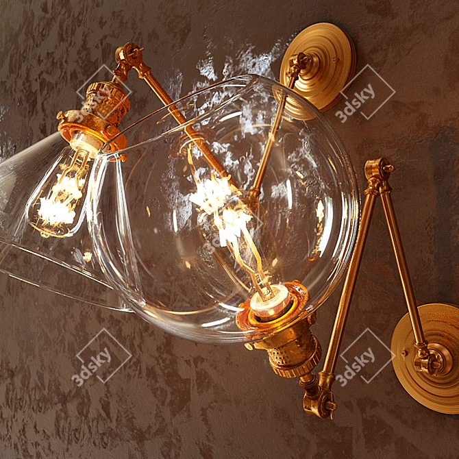 Title: Golden Retro Vintage Sconce 3D model image 1