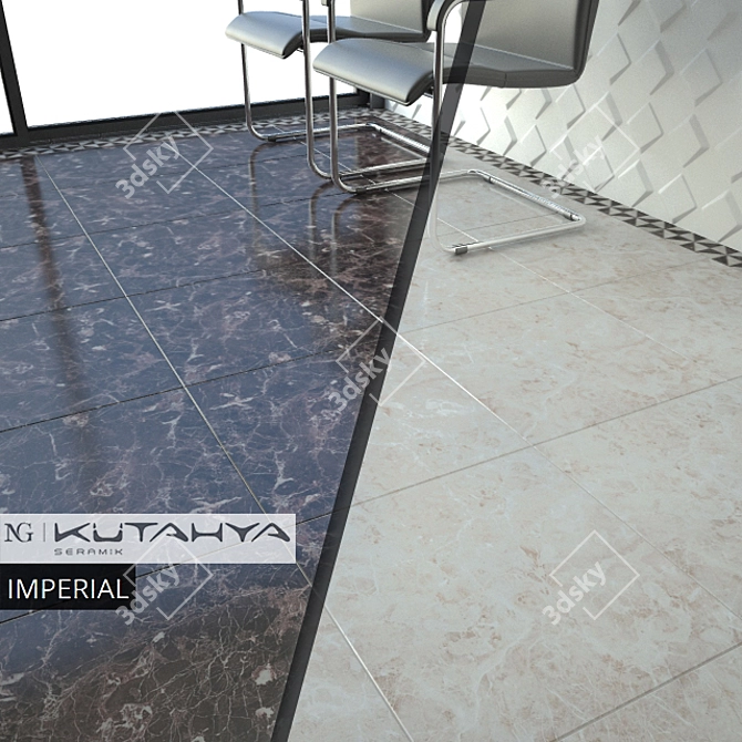 Kutahya Seramik Imperial: Elegant Anthracite and Ivory Tiles 3D model image 1