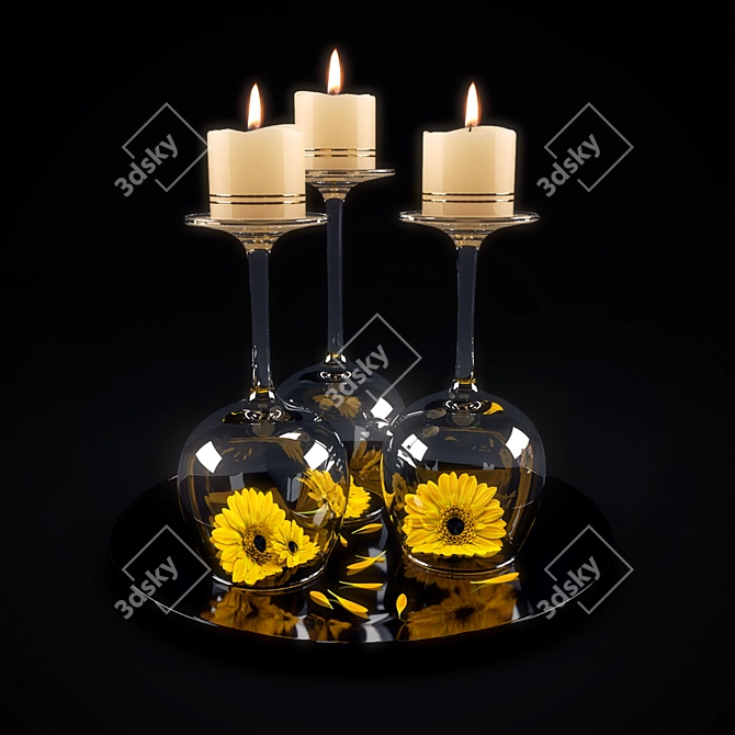 Romantic Glow Candle 3D model image 1
