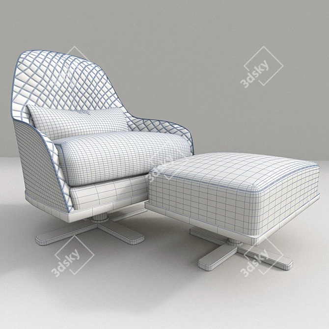 Italian Elegance: Cindy Chair & Ottoman 3D model image 2