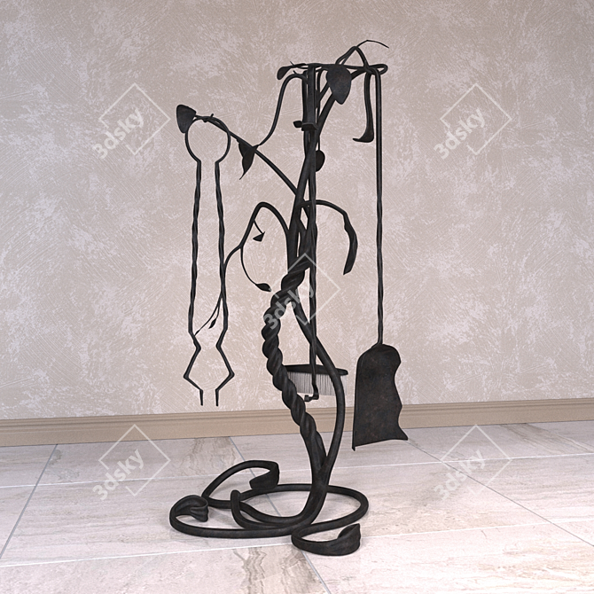 Forged Fireplace Set: Ignite the Competition 3D model image 1