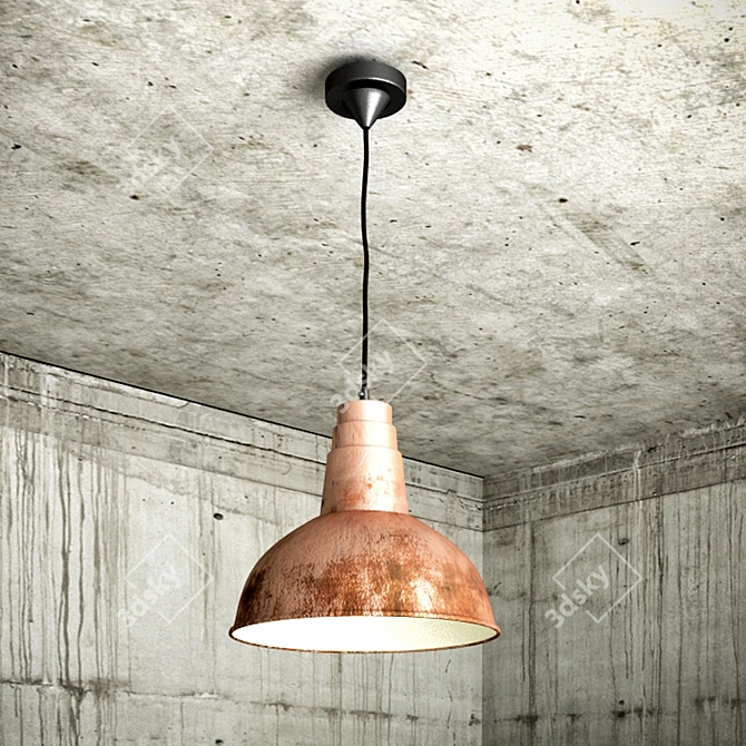 Title: Vintage Copper Loft Lamp 3D model image 1