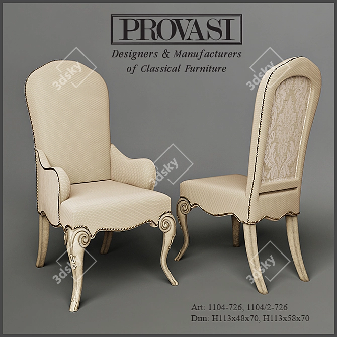 Elegant Provasi Chair: Art 1104_726 3D model image 1