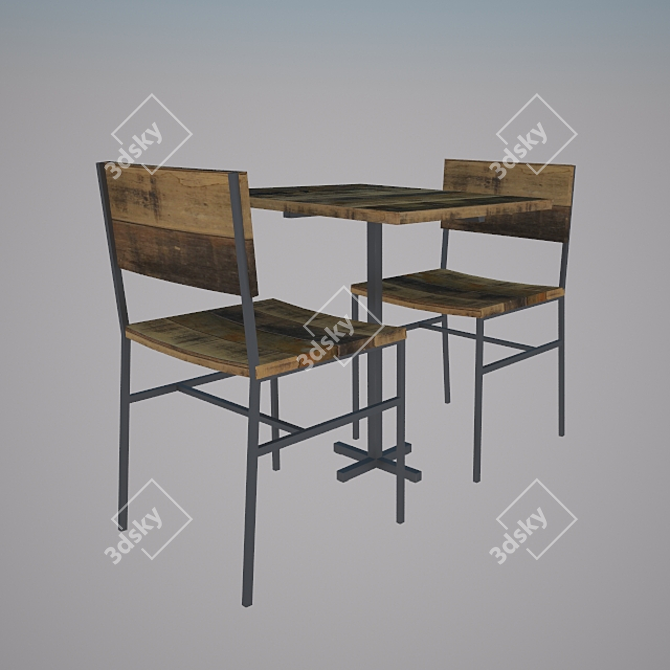 Vintage Restaurant Furniture Set 3D model image 1