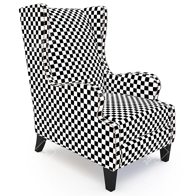 Title: Elegant Pine Armchair with Art Deco Flair 3D model image 2