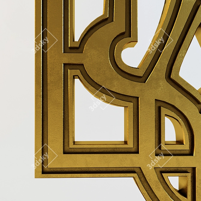 Golden Trident Emblem of Ukraine 3D model image 3