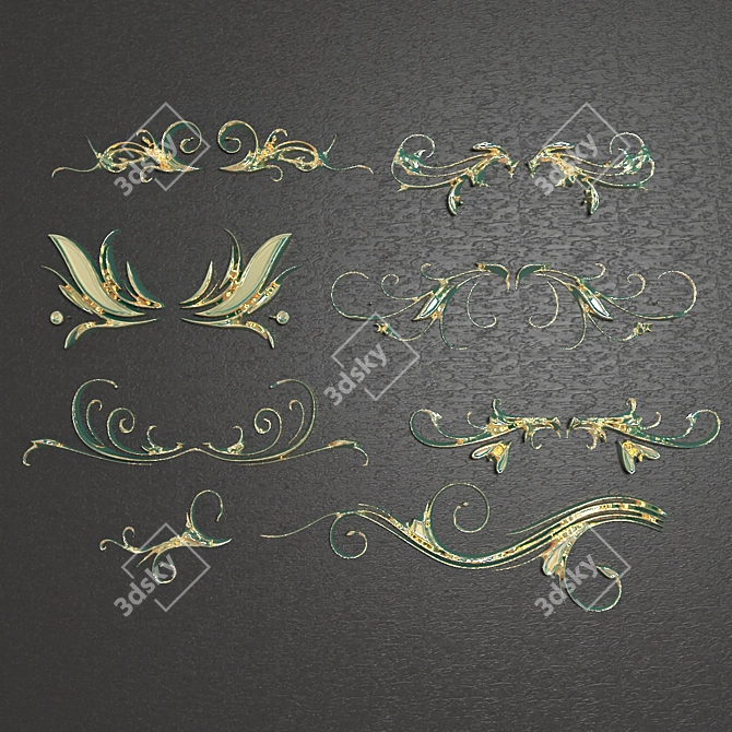 Elegant Wall Ornament Collection 3D model image 1