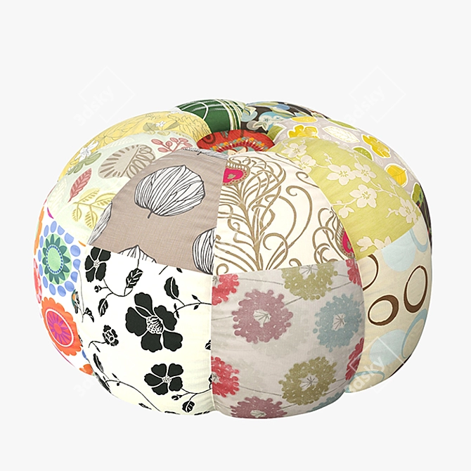 Boho Patchwork Pouf 3D model image 1