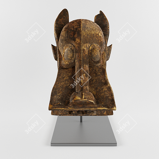 Title: Authentic African Ritual Mask 3D model image 3