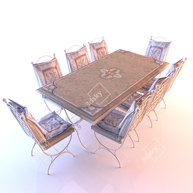 Outdoor Seating Set: Table & Chairs 3D model image 1