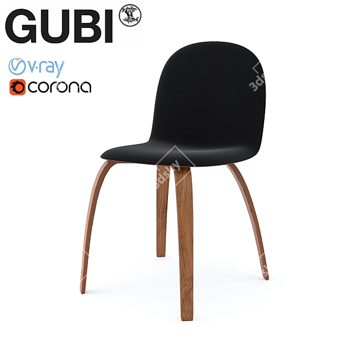 Sleek Gubi Chair: Modern Elegance 3D model image 1