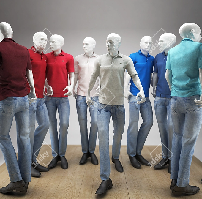 LACOSTE Mannequin Duo: 9 Color Shirts 3D model image 1