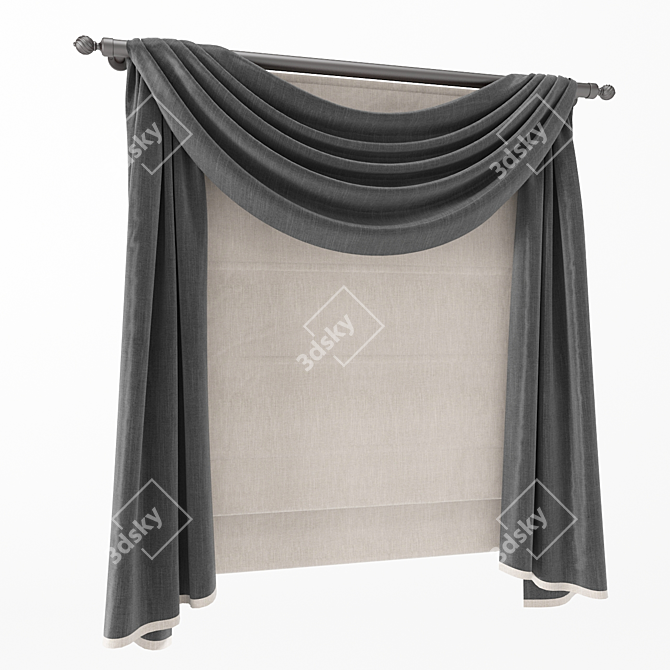 Elegant Roman Blinds for Windows 3D model image 3