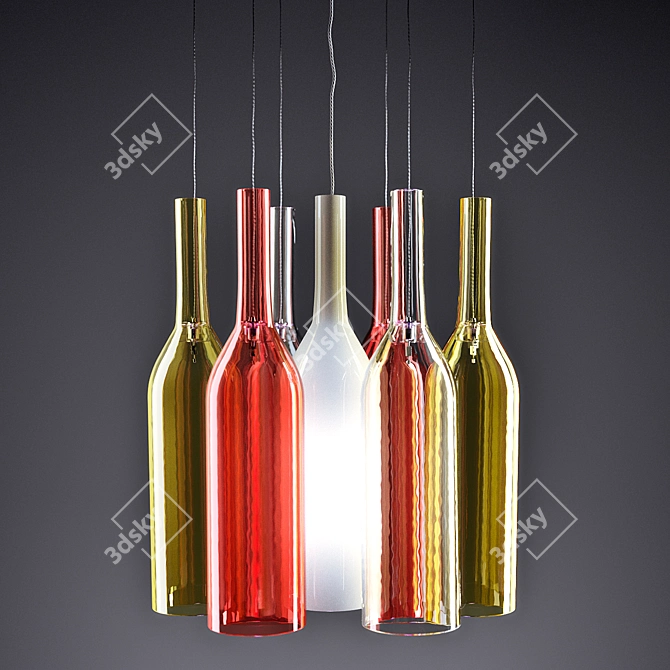 Colorful Glass Pendant Lamp 3D model image 1