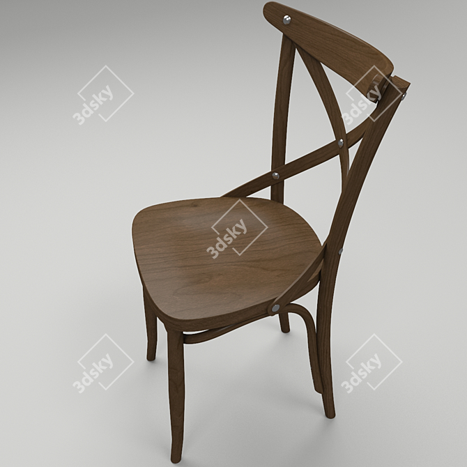 Elegante Italian Dark Wood Chair 3D model image 2