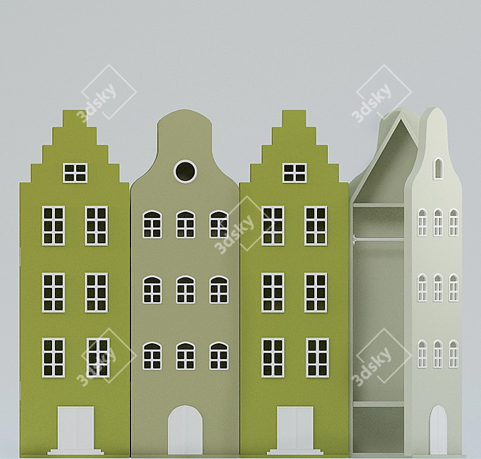 Title: Whimsical House-shaped Wardrobe 3D model image 2