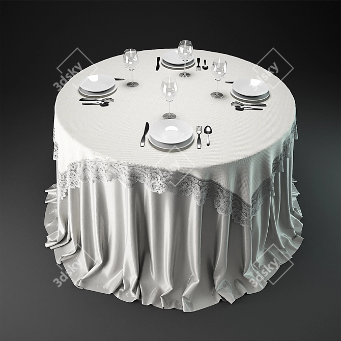 Festive Round Tablecloth 3D model image 1