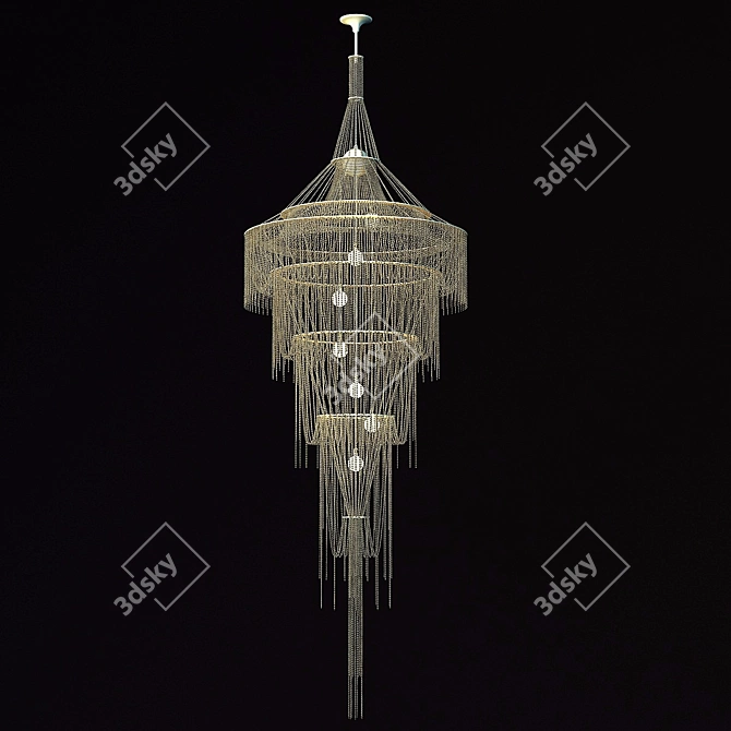 Elegant Cascade Chandelier: Willowlamp Droplet 3D model image 1