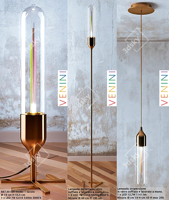 Modern Italian Designer Lighting: EDI Model 1 3D model image 1