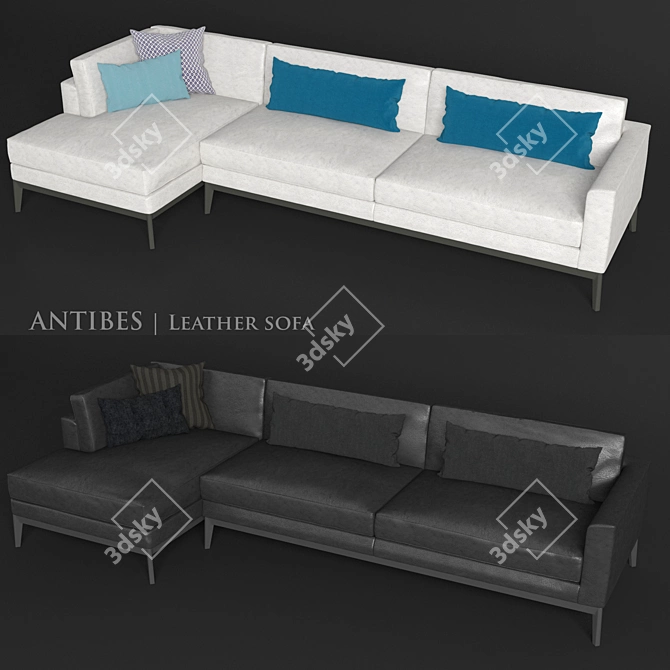Elegant Leather Corner Sofa 3D model image 1