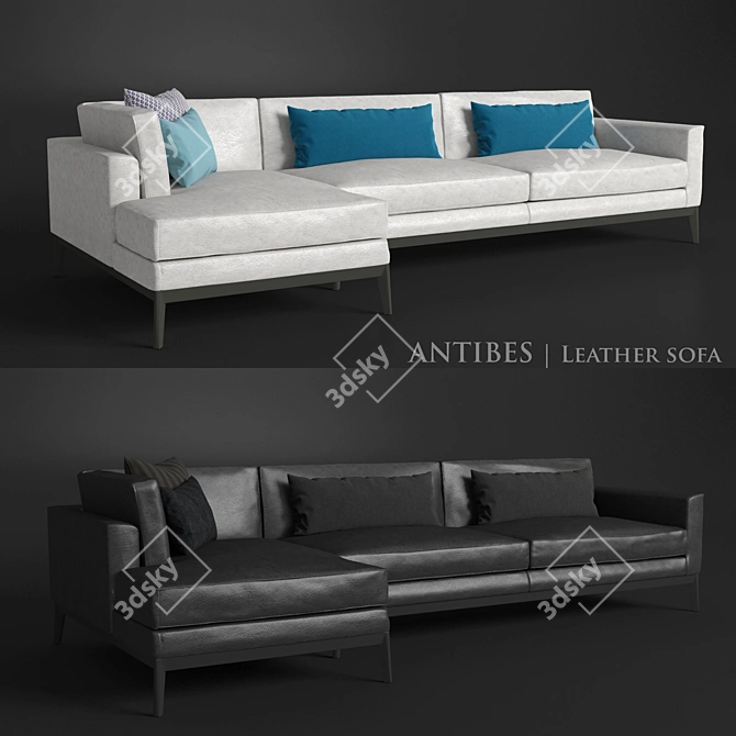Elegant Leather Corner Sofa 3D model image 2
