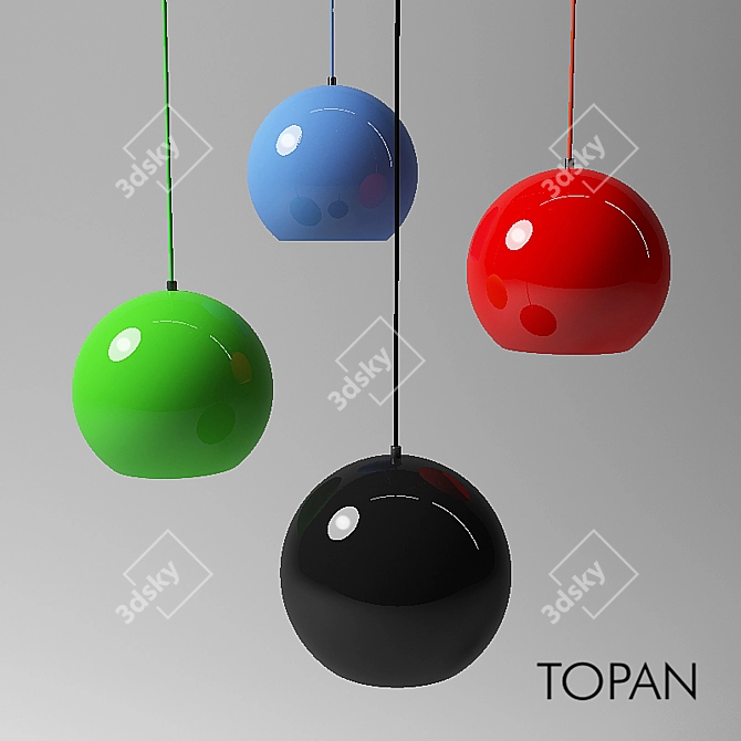 Colorful Topan VP6 Hanging Lamp 3D model image 1